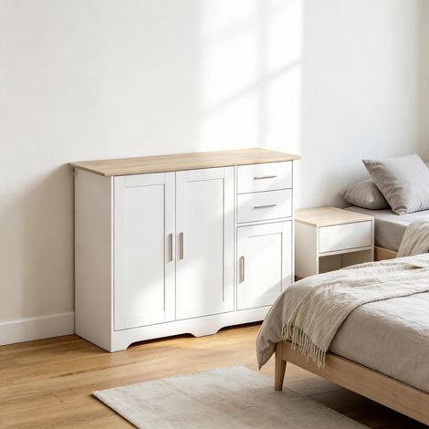 Console élégante, buffet polyvalent avec portes, meuble de rangement moderne, meuble de salon pratique offrant un grand espace de rangement (uniquement avec le meuble de salon). (1/4)