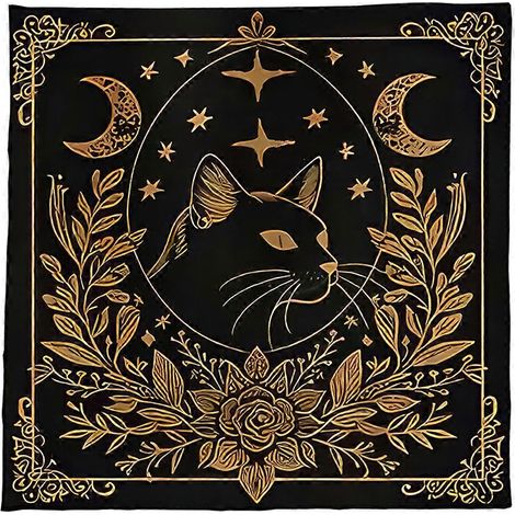Nappe de table Tarots Fleur Étoile Divination Tapisserie Astrologie Sorcellerie Décoration B 50x50cm (1/5)