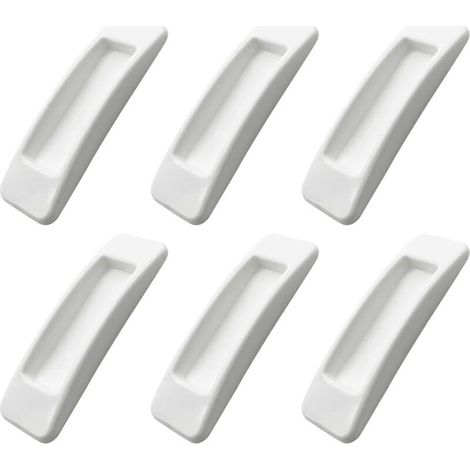 Lot de 6 poignées auto-adhésives pour porte coulissante avec rubans adhésifs double face pour armoires, fenêtres, réfrigérateurs, tiroirs, portes en verre (blanc) (1/4)