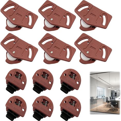 Lot de 6 Paires de Roulettes Silencieuses, avec Guide pour Armoires Encastrées, Roulettes Inclinées pour Portes de Placard, Adaptées Aux Portes Coulissantes et Aux Armoires (1/5)