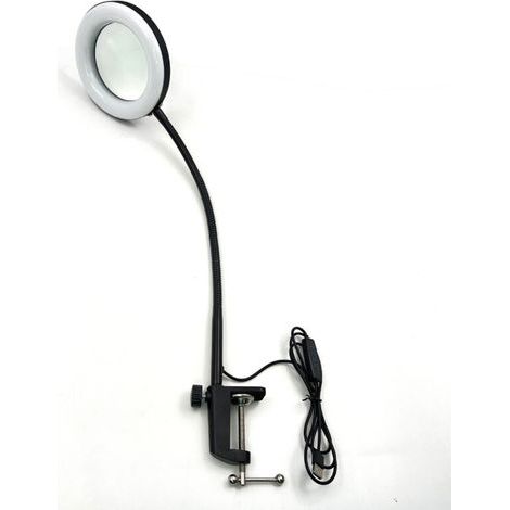 Lntyq Loupe avec lumière et Support, Lampe de Bureau à col de Cygne Flexible 2-en-1 avec Pince, 3 Modes de Couleur, Loupe éclairée réglable en continu, Mains Libres pour l'artisanat, la Peinture (1/5)