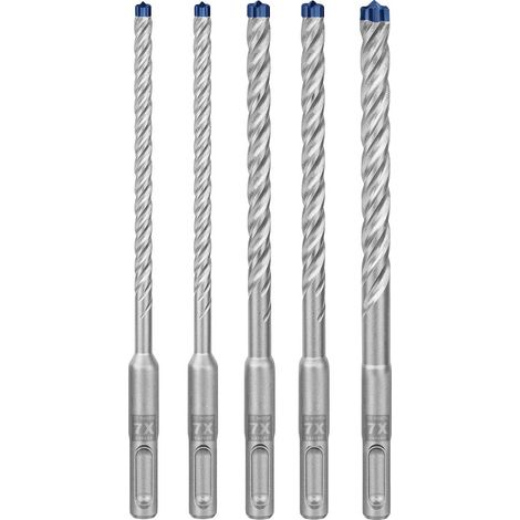 Bosch – Foret béton SDS-Plus 7X 4 taillants 6/8/10 mm – Tête carbure massive pour béton armé – 2608900198