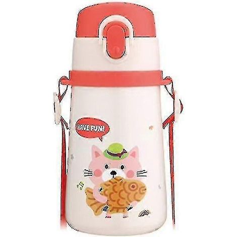 Gobelet isotherme enfant 380 ml avec anse en paille, en acier inoxydable 316, idéal pour les élèves de maternelle. (1/5)