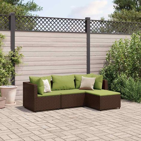 vidaXL Set muebles de jardín 4 piezas y cojines ratán sintético marrón (1/5)