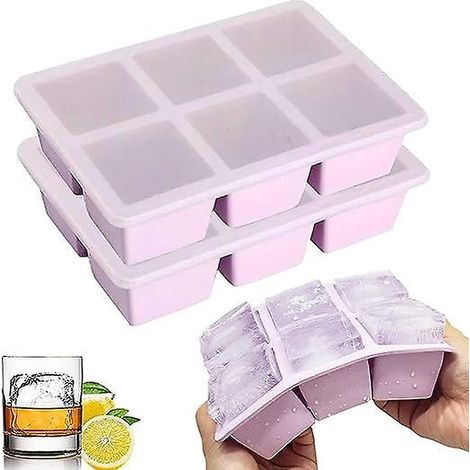 2 Pcs Violet Bac  Glaons En Silicone, Grand Moule  Glaons Avec Couvercle, Inodore, Empilable Et Lavable Au Lave-vaisselle, Cocktail Et Goter Pour (1/4)
