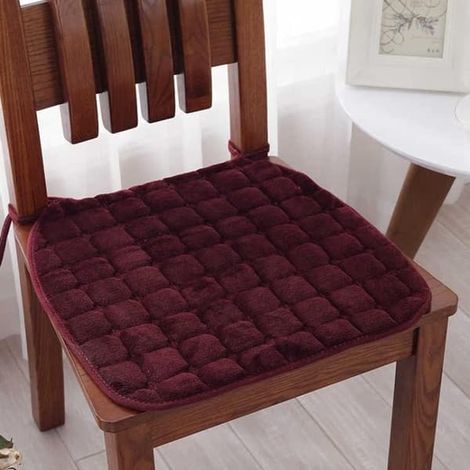 Coussins de chaise à carreaux moelleux pour chaises de salle à manger, lot de 4 coussins carrés avec nœuds, coussins d'assise doux et antidérapants pour la cuisine