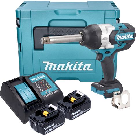 Atornillador de impacto a batería Makita DTW 1005 SMJ 18 V 1360 Nm 3/4" sin escobillas + 2 baterías de 4,0 Ah + cargador + Makpac