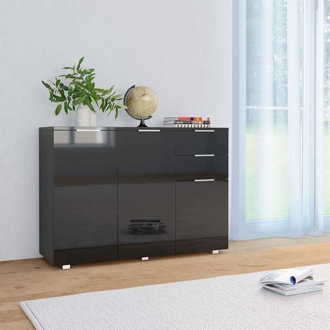 Aparador negro brillante 107x35x80,5 cm (1/4)