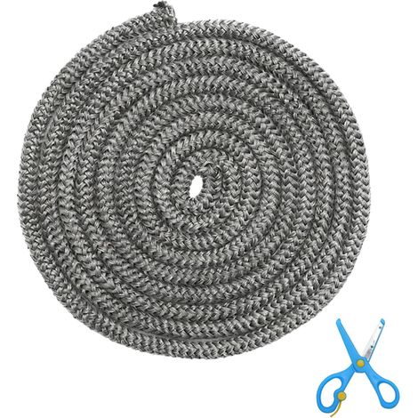 Cordon D'étanchéité 8 mm X 2,5 m Bande D'étanchéité en Fibre de Verre Joint pour Tuyau de Poêle Résistant à la Chaleur Joint Ignifuge, pour Poêle, Fumoir, Porte de Cheminée, avec Ciseaux (1/5)