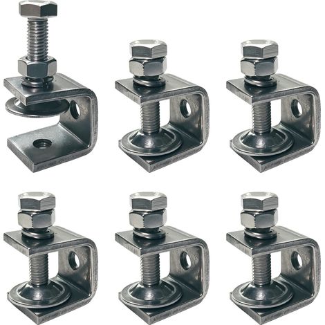 Pinces de serrage C Pince 20mm en acier inoxydable, ensemble de 6 pinces C, vis de serrage, petites vis de serrage en métal, support de serrage de table, pince de table 0-15mm réglable (1/2)