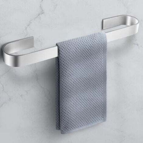 40cm Silver Self-Adhesive Wall-Mounted Bathroom Towel Rack, No Drilling Required, Kitchen Towel Holder, Suitable for Bathroom and Kitchen