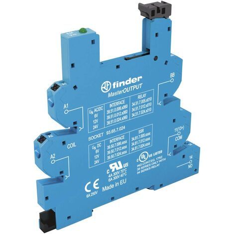 Finder 93.65.7.024 Support relais avec étrier de fixation, avec LED, avec protection antiparasite CEM Adapté pour série (relais): Finder série 34 A948201 (1/5)