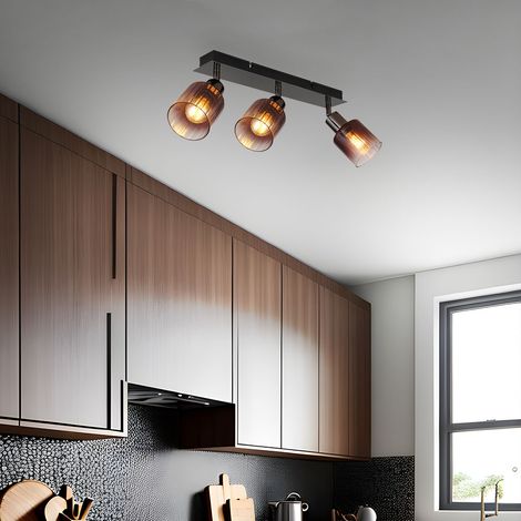 Deckenleuchte Deckenlampe Wohnzimmerlampe Kupferfarbe Schwarz Spots 3-Flammig (1/5)