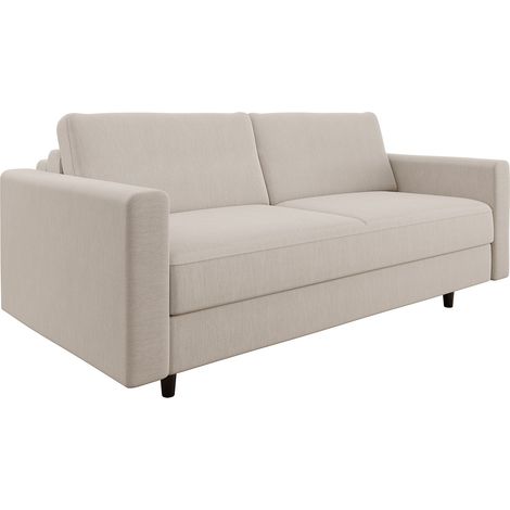 Canapé convertible express 3 places en tissu tramé beige (1/5)