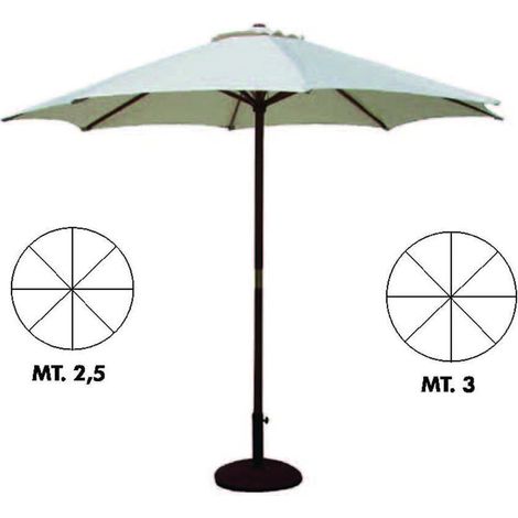 Ombrellone tondo in legno - Gold - Specifiche: Ø cm 300 palo Ø mm 48 8 stecche