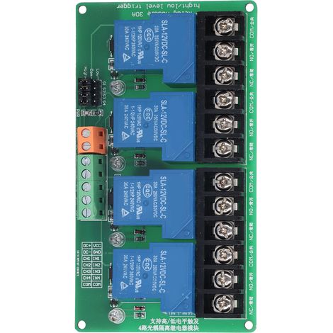 4-Kanal-Relaismodul (30 A), Hoch-/Niederpegel-Stromrelais mit 12-V-Isolationsoptokoppler (1/5)
