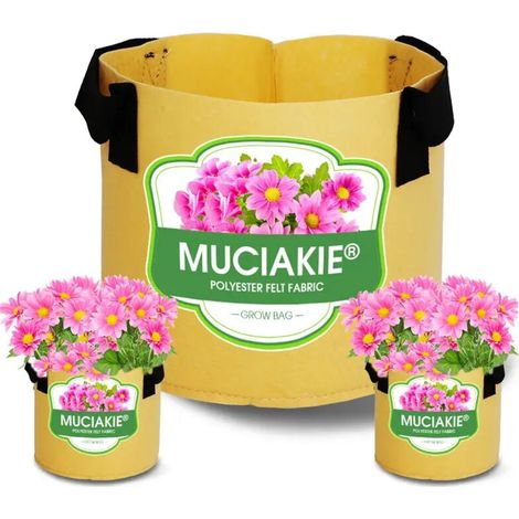 Sac de culture kaki de 7,5 litres (diamètre 20 x hauteur 20 cm) avec poignées, pot en tissu de 1 mm d'épaisseur pour légumes de jardin, pot de fleurs économique