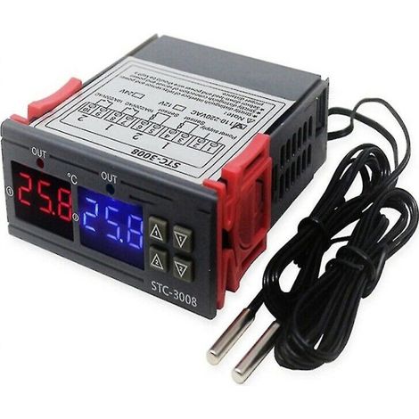 Régulateur de température STC-3008, thermostat numérique avec capteur d'hygromètre de haute précision, DC 12V (1/5)
