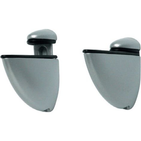 DURALINE - 2 pezzi - REGGIMENSOLA PER VETRO SELECT  CLIP  4-24MM - MAX 25CM - MAX 25KG - COOLORE ARGENTO SATINATO (1/2)