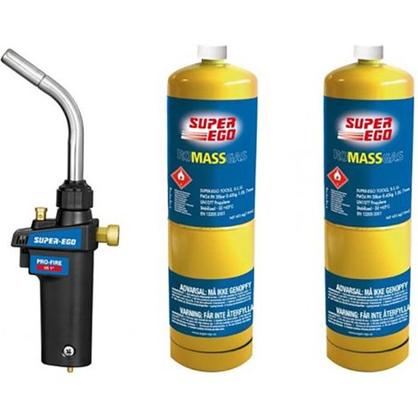 Kit torcia Pro-Fire + 2 bombole di gas MAPP, filettatura da 1", 1500002772 Super Ego
