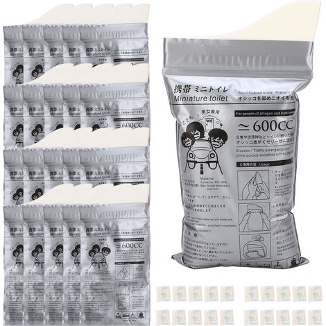 20 Einweg-Urinbeutel, 600 ml, Unisex, stark auslaufsicher, hohe Saugfähigkeit, tragbar, für Reisen