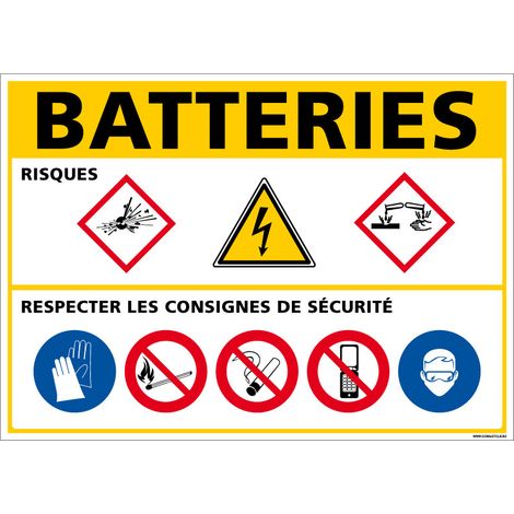 Panneau de signalisation Batterie (C1275) - Adhésif - 210 x 150 mm (1/5)
