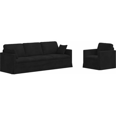 Ensemble de Canapés 2 pcs Salon de jardin Noir 228 x 78 x 80 cm Velours (1/5)