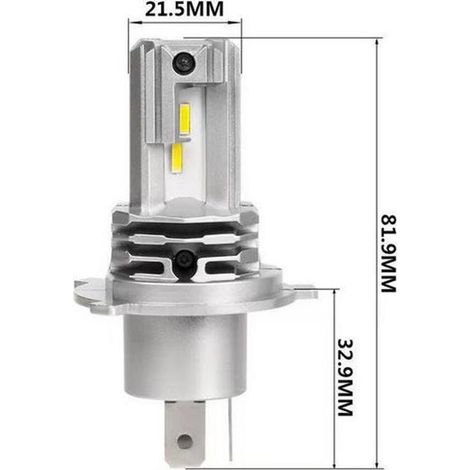 Ampoules LED H4 blanches, transformables en feux de croisement et de route (2 ampoules) - Kit de modification de phares de voiture (1/3)