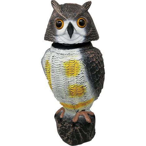 Gufo scacciavolatili con testa girevole e occhi scintillanti 42 cm spaventa (1/4)