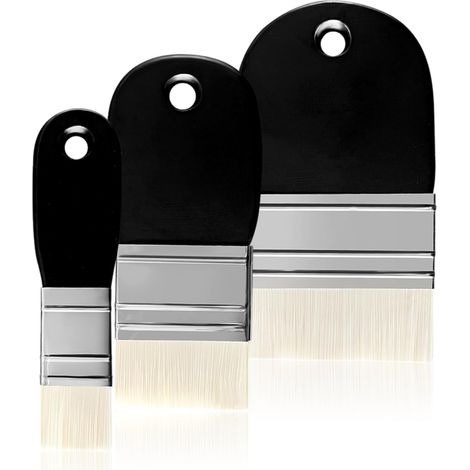 Lot de 3 pinceaux plats - 3 tailles - En nylon souple - Manche large en bois - Pour aquarelle et acrylique - Pour aquarelle (1/5)