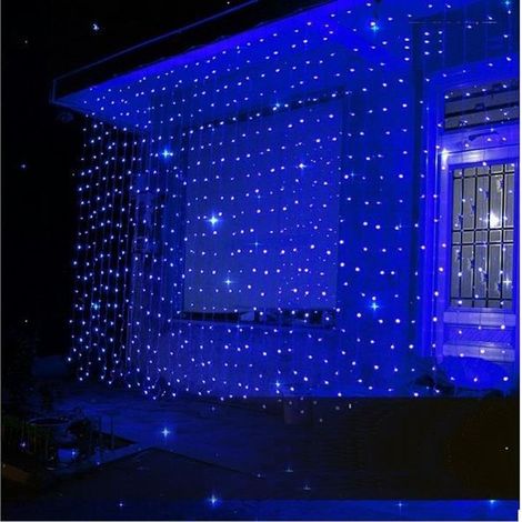 BLEU 3M3M 30LEDs filet Rideau Guirlande Lumineuse lumière Prise EU 8 modes pour décoration Noël fête soirée bar mariage chambre (1/4)