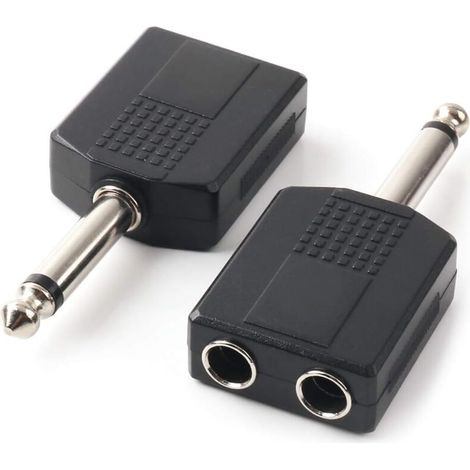 Adaptateur audio d'interconnexion TS mâle 6,35 mm 1/4 pouce vers TS femelle 2 1/4 pouce 6,35 mm, lot de 2 (1/5)