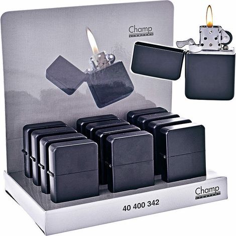 Trade Shop - SET 12 BENZINE UND PIETRINA COLOR NERO OPACO ACCENDINO CONF. IN BOX -