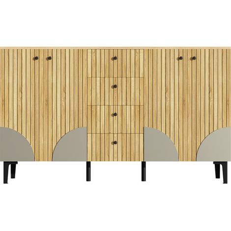 ELVMI Madia con 4 Ante e 4 Cassetti per Soggiorno Sala da Pranzo o Ingresso in Pannello di Particelle 160 × 36 × 94 cm Rovere (1/5)