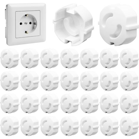 40 Pcs Cache Prise Électrique pour Sécurité Enfant Bébé Protection Universelle sans Colle Blanc (1/5)