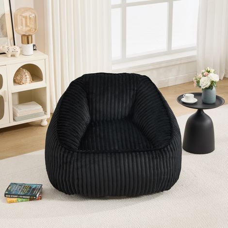 Sillón tipo puf con relleno de espuma viscoelástica, felpa burbujeante a rayas, mullido, acogedor, sofá cómodo para salas de estar, apartamentos y residencias estudiantiles. (1/5)