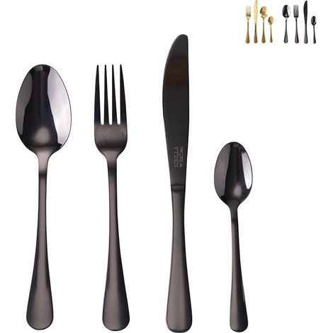 SET 16 POSATE 5TH AVENUE IN COLORE NERO LUCIDO (1/4)