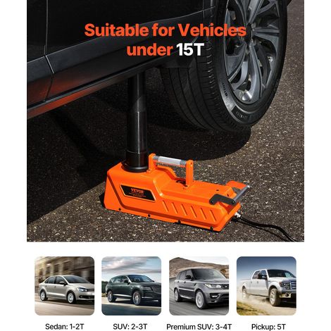 Cric Électrique 15 T, Cric de Voiture Automatique Réglable, Cric de Levage avec Capacité de Charge Élevée, Outil Démonte-Pneu Portable avec Lumière LED, pour Dépannage Routière SUV Berline (1/5)