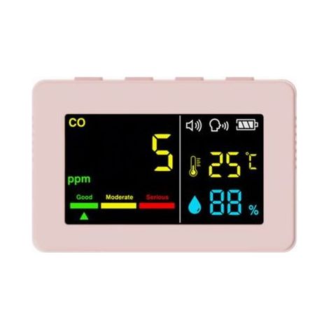 Compteur portable de qualité de l’air 3 en 1, CO, température et humidité, écran couleur, détecteur de monoxyde de carbone avec alarme vocale et affichage de la batterie,de dyk. (1/4)