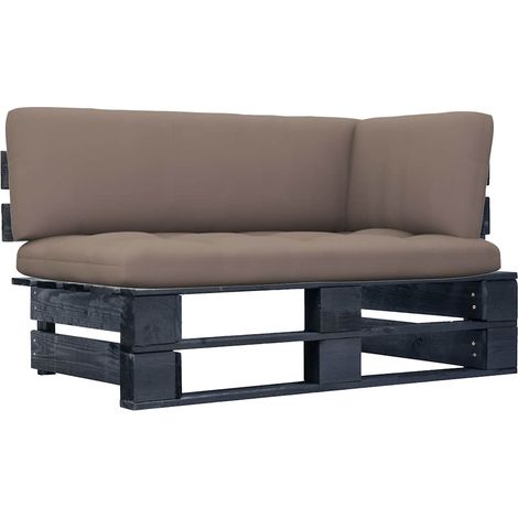 Canapé d'angle palette de jardin-Salon de jardin Sofa extérieur noir bois de pin imprégné 336674 (1/5)