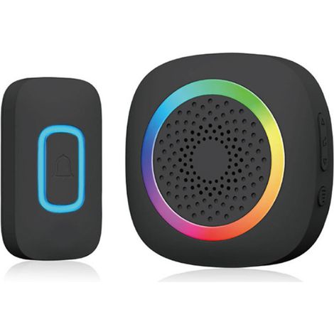 Longest 1300 Feet Wireless Doorbell with RGB Alarm Lighting,Battery-Powered IP66 Waterproof Design,4.5-Year Battery Life,Black (1/4)