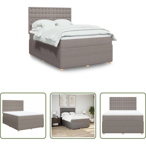 Matratze - Boxspringbett mit Matratze Taupe 140x190 cm Stoff (1/5)