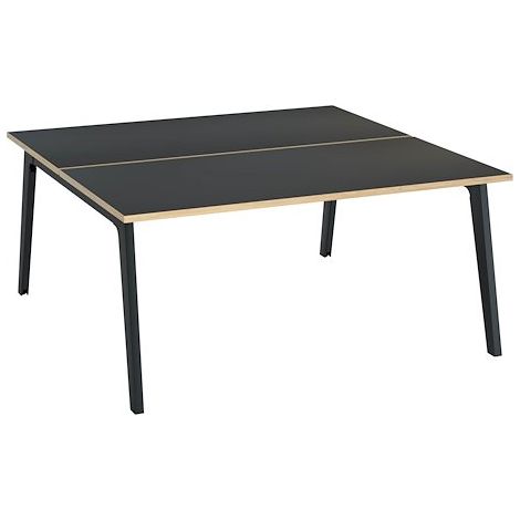 Pôle de 2 bureaux Exprim Carbone + goulotte L 160 cm piètement carbone - Maxiburo