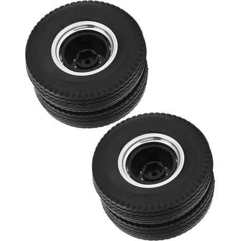 2 jantes arrière en alliage RC avec pneus en caoutchouc de 21 mm de large pour camion-benne/tracteur Tamiya 1/14, noir (1/5)
