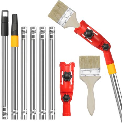 Rallonge de Pinceau Multi-Angle, 1,75 m Perche Telescopique Peinture, Acier Inoxydable et ABS Barre D'extension de Rouleau de Peinture, avec 1 Brosses, pour Hauts Plafonds, Murs, Décoration (1/5)