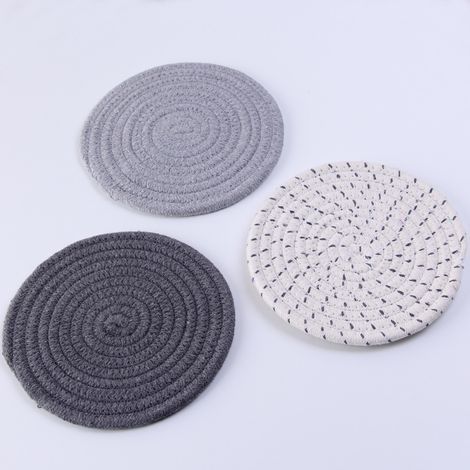 3 Set de Table Tressé Résistantes à la Chaleur, Antidérapants Table Napperons pour Table de Salle à Manger, Intérieur et Extérieur, Beige (1/4)