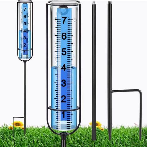 Pluviometro per esterni, pluviometro per esterni di prima qualità, pluviometro preciso per giardino, tubo spesso con picchetto, altezza regolabile e grande indicatore di pioggia