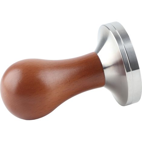 1 Stück Espresso-Kaffee-Tamper mit Holzgriff und Edelstahl, 58 mm flacher Basis (1/5)