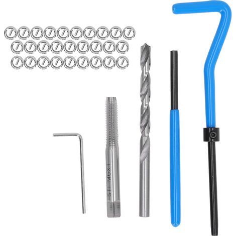 Kit réparation filetage complet métal robuste M6x1 pour refiletage taraudage perçage trous endommagés (1/5)