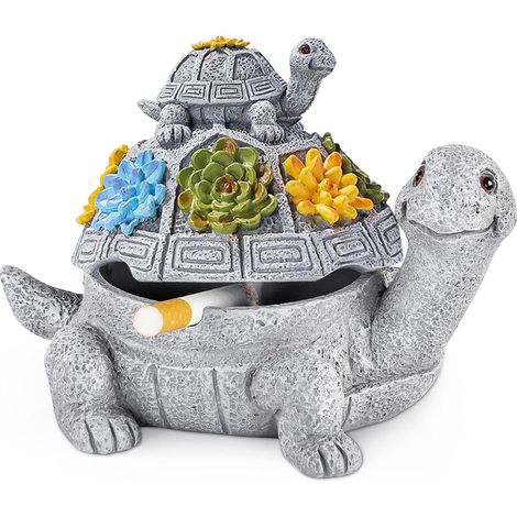 Cendrier avec couvercle,cendrier d'extérieur mignon en forme de tortue pour cigarettes,cendrier coupe-vent décoratif pour (1/5)